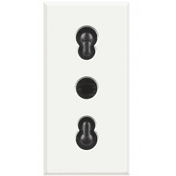 Presa bipasso 2P+T 10/16A 250V bipasso interasse 19-26mm alveoli schermati bianco per impianti elettrici domestici e professionali