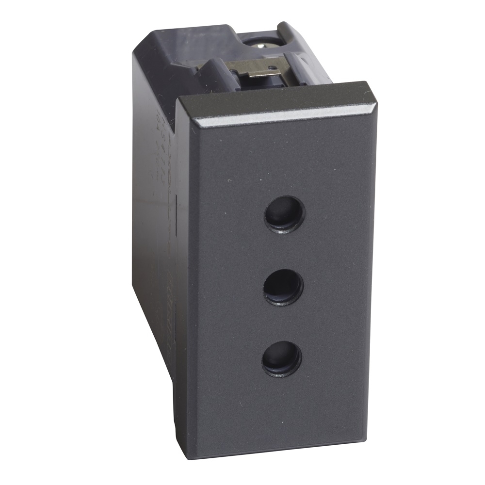 Presa elettrica 2P+T 10A 250V antracite alveoli schermati impianti domestici e professionali