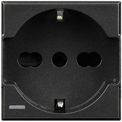 Presa Axolute 2P+T 16A 250V bipasso tedesco-italiano alveoli protetti antracite uso residenziale commerciale
