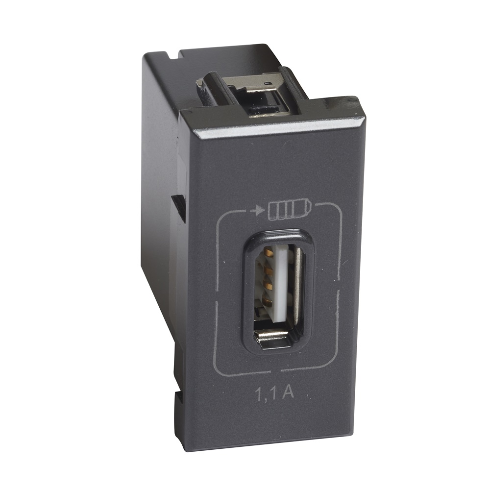 Caricatore USB 5V 1500mA Antracite per ricarica dispositivi elettronici