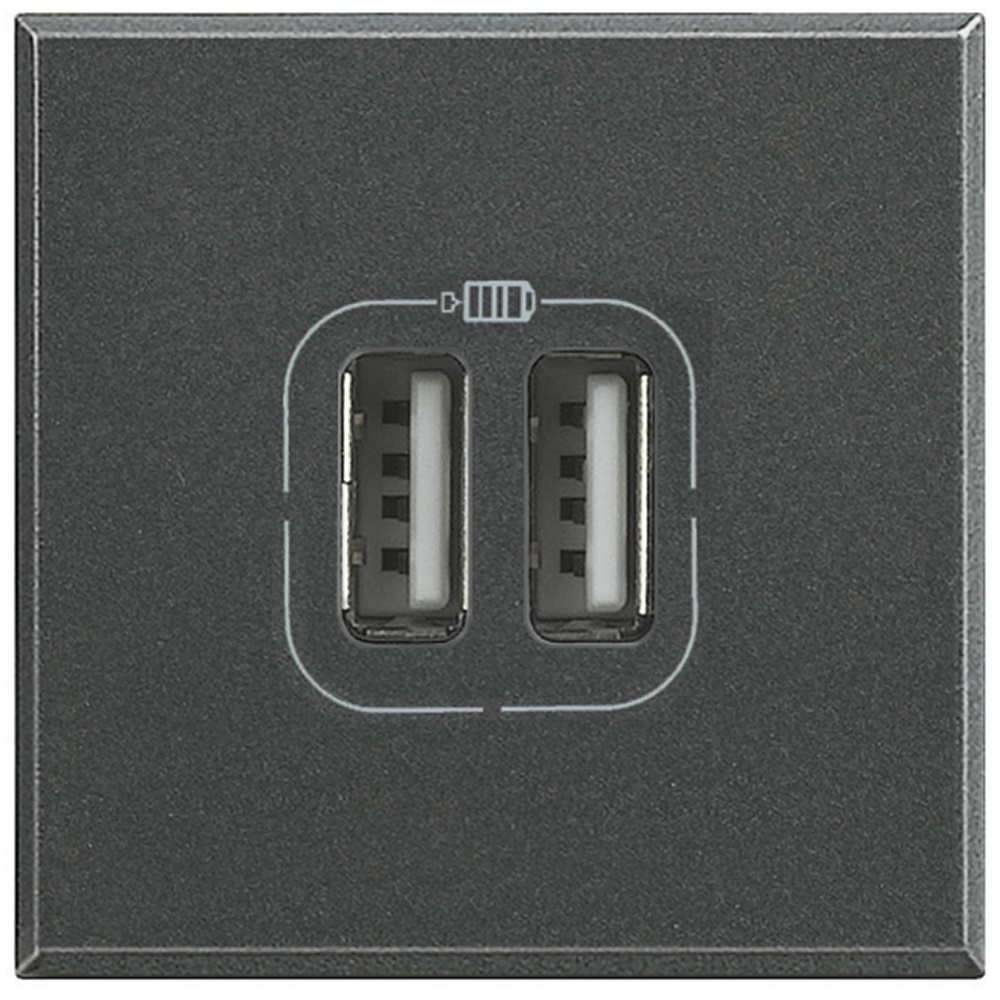 Caricatore USB 2 prese 5V 3000mA ricarica rapida dispositivi elettronici antracite