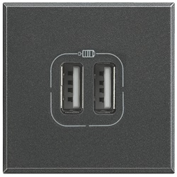 Caricatore USB 2 prese 5V 3000mA ricarica rapida dispositivi elettronici antracite