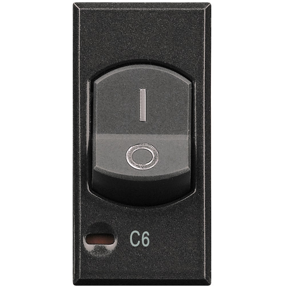 Magnetotermico 1P+N 6A 1,5kA interruttore automatico bipolare antracite per impianti elettrici