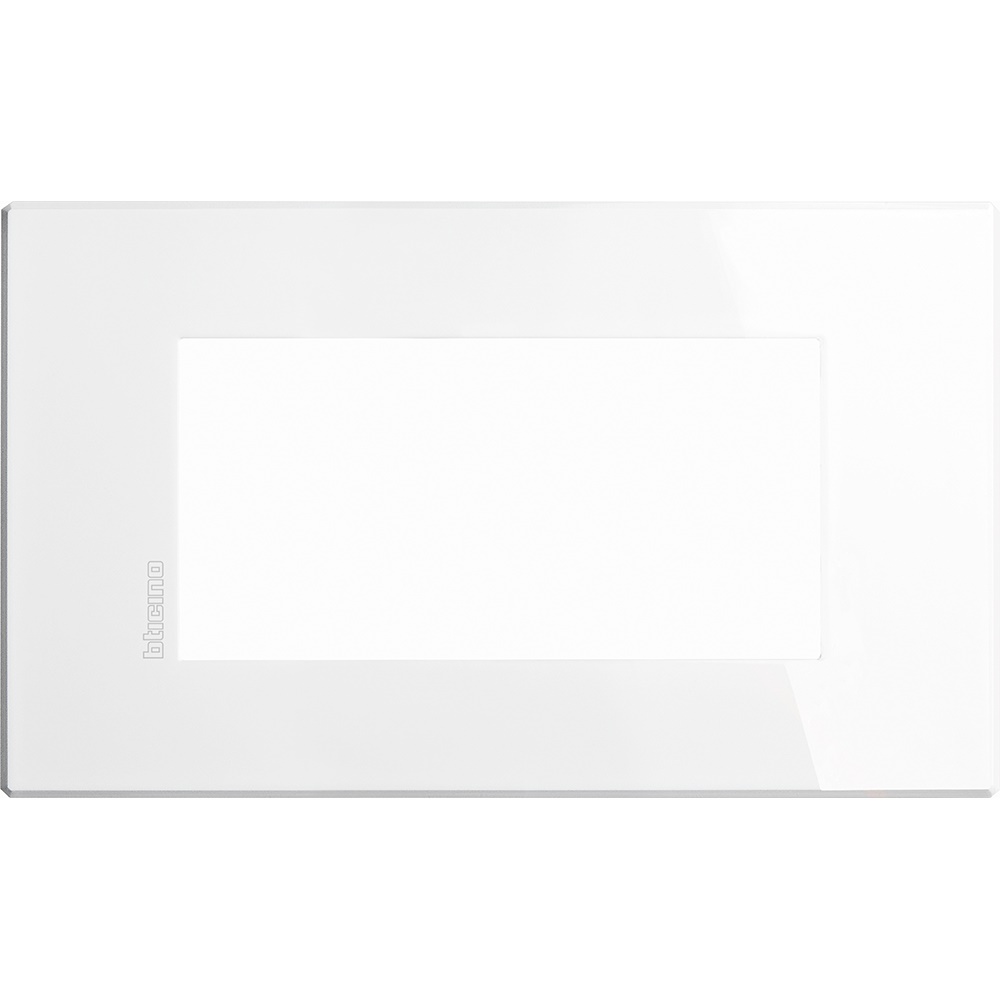Placca da incasso 4 moduli bianca metallo design moderno per ambienti domestici e professionali
