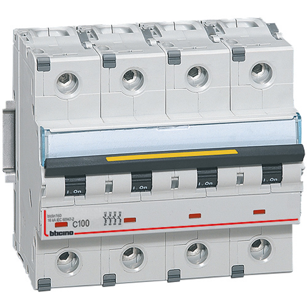 Interruttore magnetotermico 4 poli curva C 100A 16kA per impianti civili e industriali