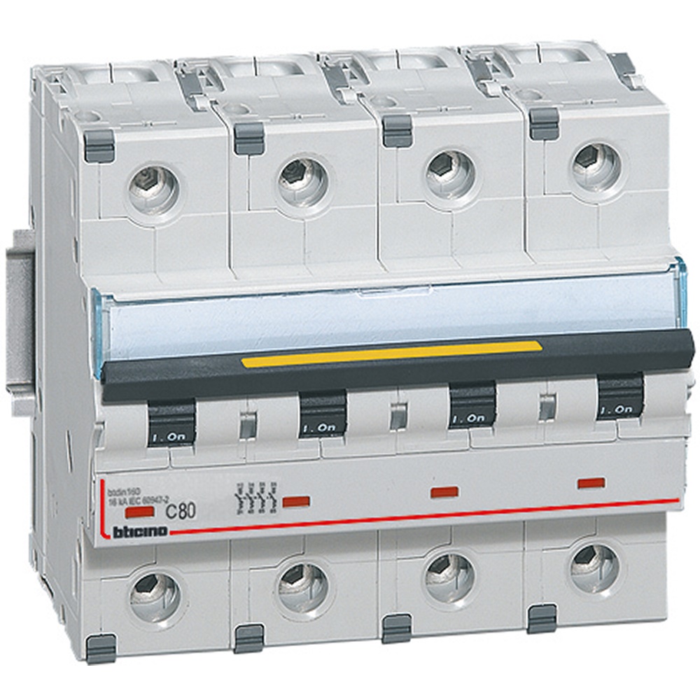 Interruttore magnetotermico 4 poli curva C 80A 16kA protezione impianti elettrici residenziali industriali