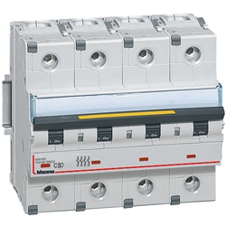 Interruttore magnetotermico 4 poli curva C 80A 16kA protezione impianti elettrici residenziali industriali