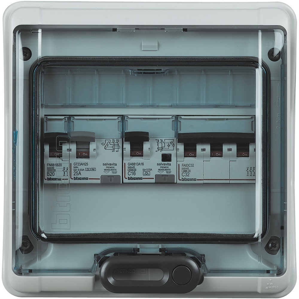 Centralino modulare IP65 8 moduli DIN polistirene antiurto per installazioni elettriche residenziali e industriali