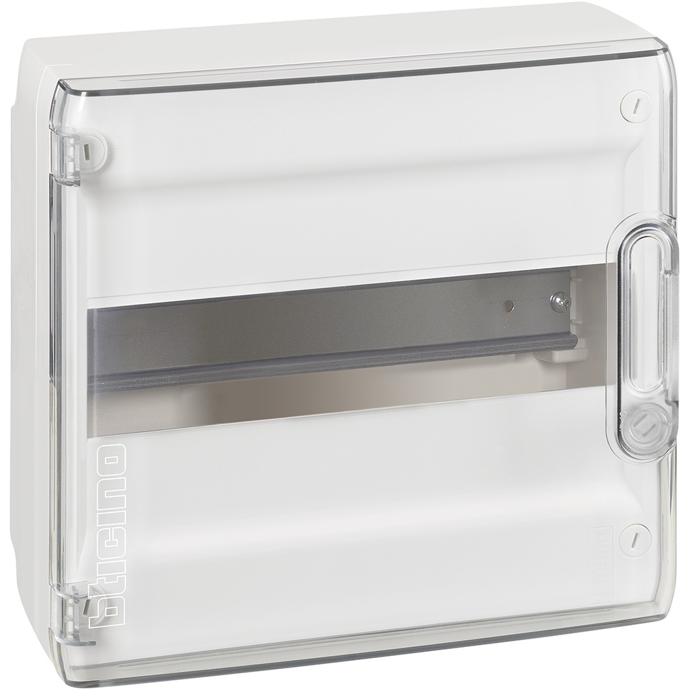 Centralino da parete IP40 12 moduli DIN35 con portello trasparente per installazioni residenziali e commerciali