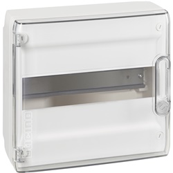 Centralino da parete IP40 12 moduli DIN35 con portello trasparente per installazioni residenziali e commerciali