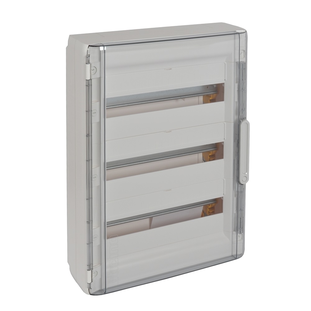 Centralino da parete IP40 54 moduli DIN35 con portello trasparente per installazioni elettriche interne