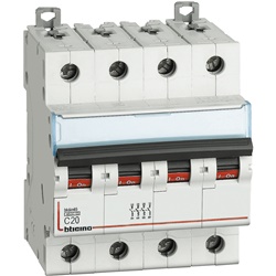 Interruttore magnetotermico 4 poli curva C 20A 4,5kA protezione impianti elettrici residenziali industriali