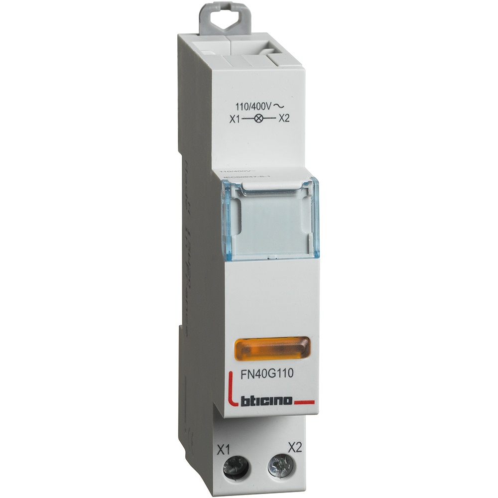 Indicatore luminoso LED giallo singolo 110-400V AC per segnalazione su guida DIN