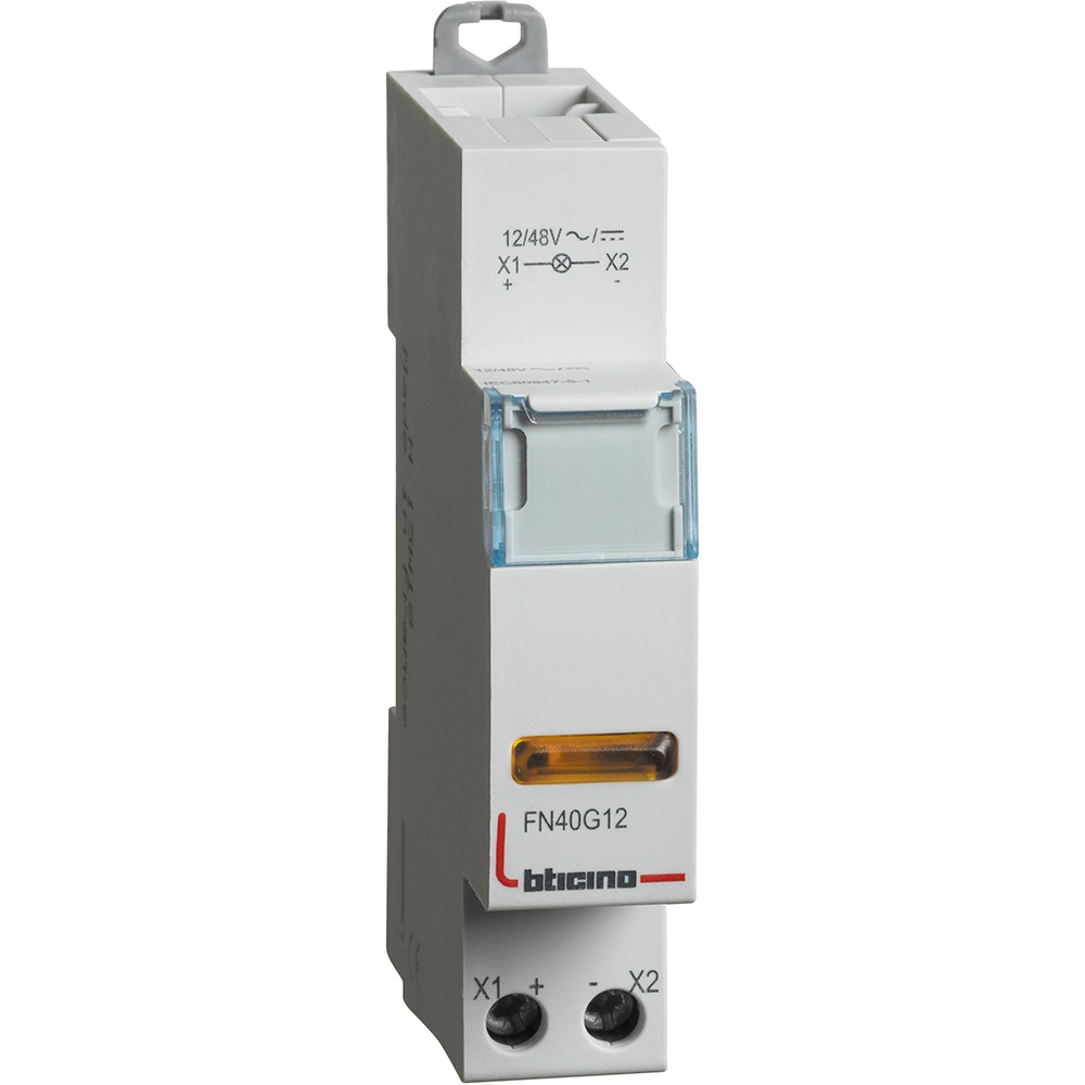 Spia luminosa LED gialla singola 12-48V AC/DC montaggio guida DIN per impianti elettrici industriali