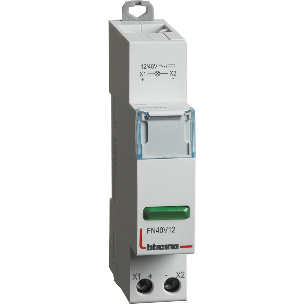 Indicatore LED verde singolo 12-48V AC montaggio guida DIN segnalazione impianti elettrici