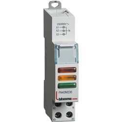 Segnalatore triplo LED verde giallo rosso 230/400V montaggio su guida DIN per impianti elettrici