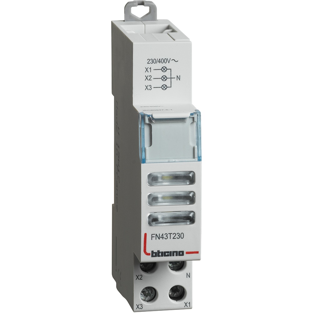 Tripla LED trasparente 230/400V AC modulo DIN segnalazione elettrica residenziale industriale