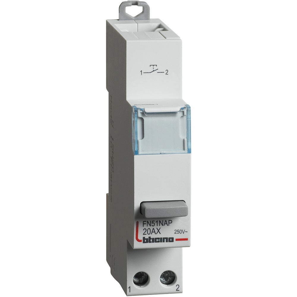 Pulsante elettrico 1NA 20AX 250V modulo DIN per impianti residenziali e industriali