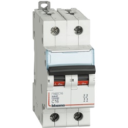 Interruttore magnetotermico bipolare 16A curva C 6kA protezione impianti elettrici residenziali industriali