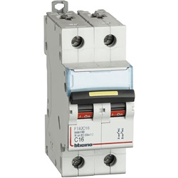 Interruttore magnetotermico bipolare 2P curva C 16A 16kA protezione impianti elettrici guida DIN