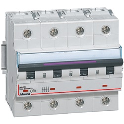 Interruttore magnetotermico 4 poli curva C 50A 50kA protezione impianti trifase