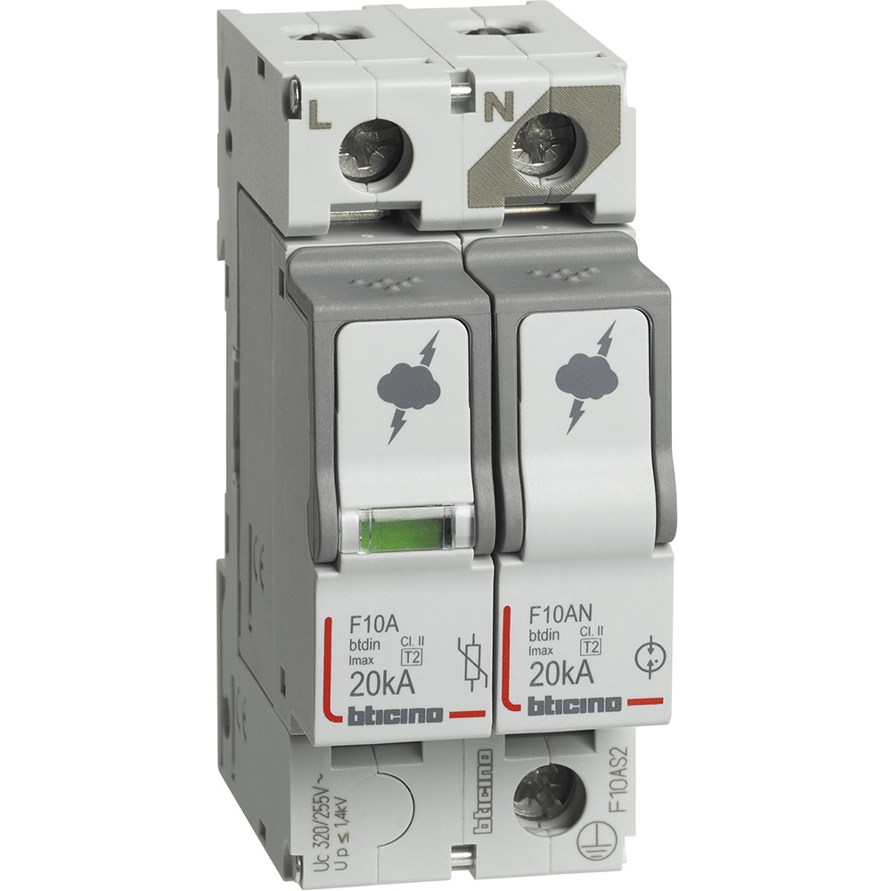 Limitatore sovratensione SPD T2 20kA 1P+N per impianti elettrici residenziali e industriali