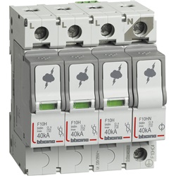 Limitatore sovratensioni SPD T2 40kA 3P+N montaggio guida DIN protezione impianti elettrici residenziali e industriali