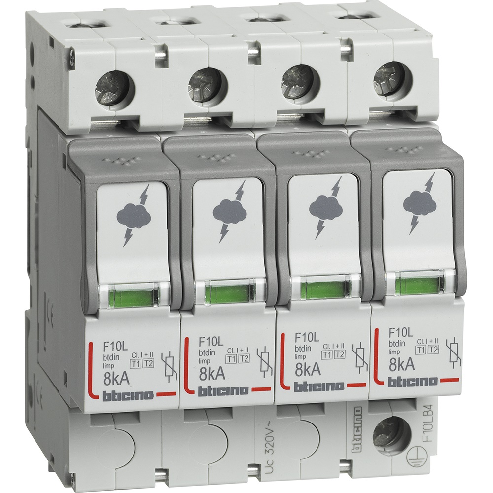 Limitatore sovratensioni SPD T1+T2 8kA 4 poli protezione impianti TN-S residenziale industriale