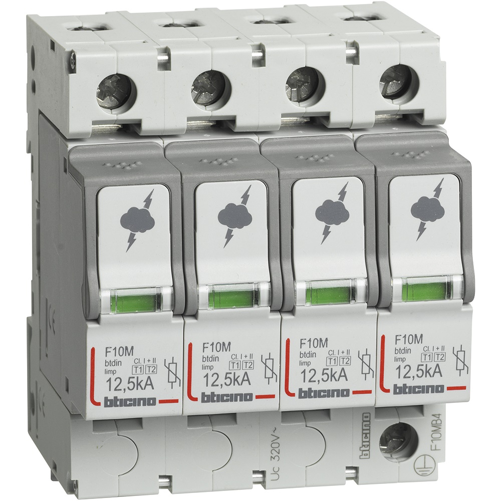 SPD T1+T2 12,5KA 4P parafulmine modulare protezione reti elettriche TN-S guida DIN