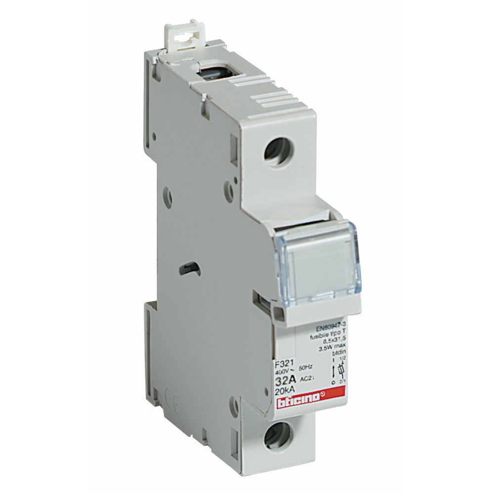 Portafusibile sezionabile 1P 32A 500V fusibili tipo F 10,3x38 mm impianti elettrici sicurezza
