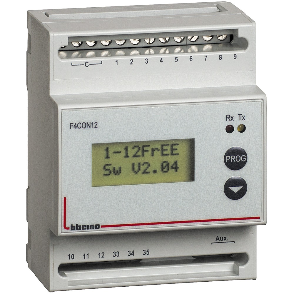 Concentratore impulsi 12 ingressi Modbus RS485 per contatori energia gas acqua montaggio DIN35 display LCD