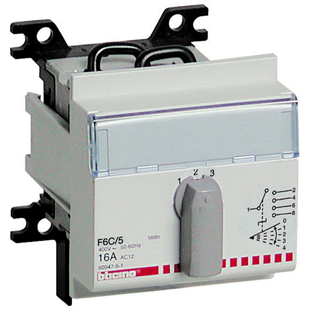 Commutatore rotativo unipolare 4 posizioni + zero 16A 400V montaggio su guida DIN per impianti elettrici civili e industriali