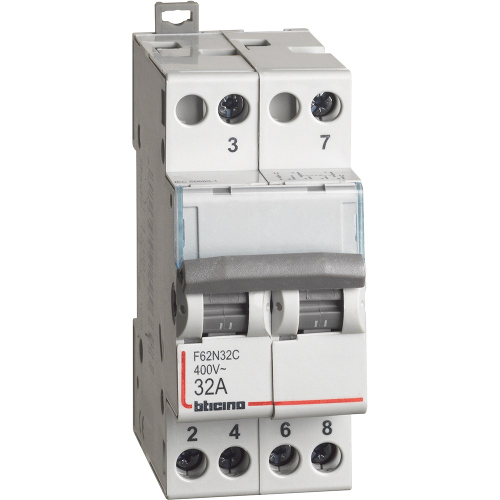 Commutatore doppio zero 2NO 32A 230/400V 2 moduli DIN per controllo elettrico sicuro