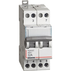 Commutatore doppio zero 2NO 32A 230/400V 2 moduli DIN per controllo elettrico sicuro