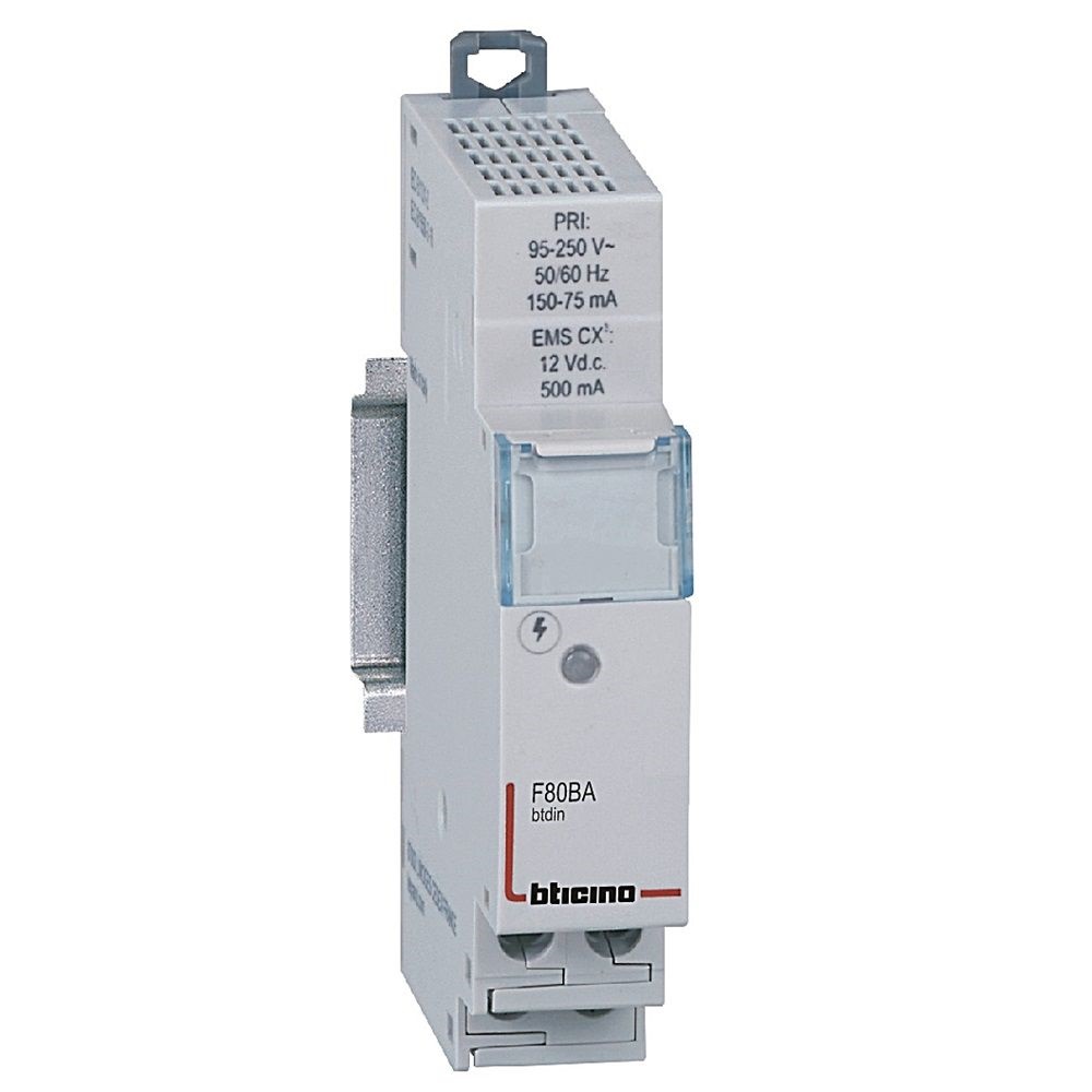 Alimentatore EMS BTDIN 230V AC/12V DC 500mA montaggio guida DIN compatto
