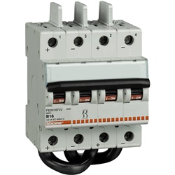 Interruttore magnetotermico bipolare 16A 800V DC per fotovoltaico montaggio su guida DIN