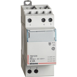 Trasformatore sicurezza monofase 230V 12/24V 4VA 2 moduli DIN per impianti elettrici