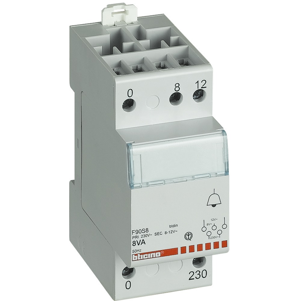 Trasformatore campanelli 230V-12V 8VA 2 moduli DIN per impianti domestici