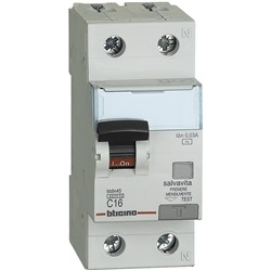 Interruttore magnetotermico differenziale Salvavita 1P+N tipo AC 16A 4,5kA 230 Vac 30mA 2 moduli 