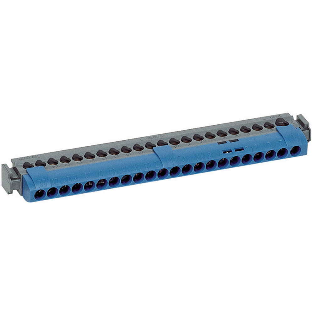 Morsettiera neutro 22 poli 1x25+21x16 mmq per centralini resina guida DIN