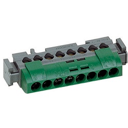 Morsettiera terra 8 poli verde per cavi 16 mm centralini resina guida DIN