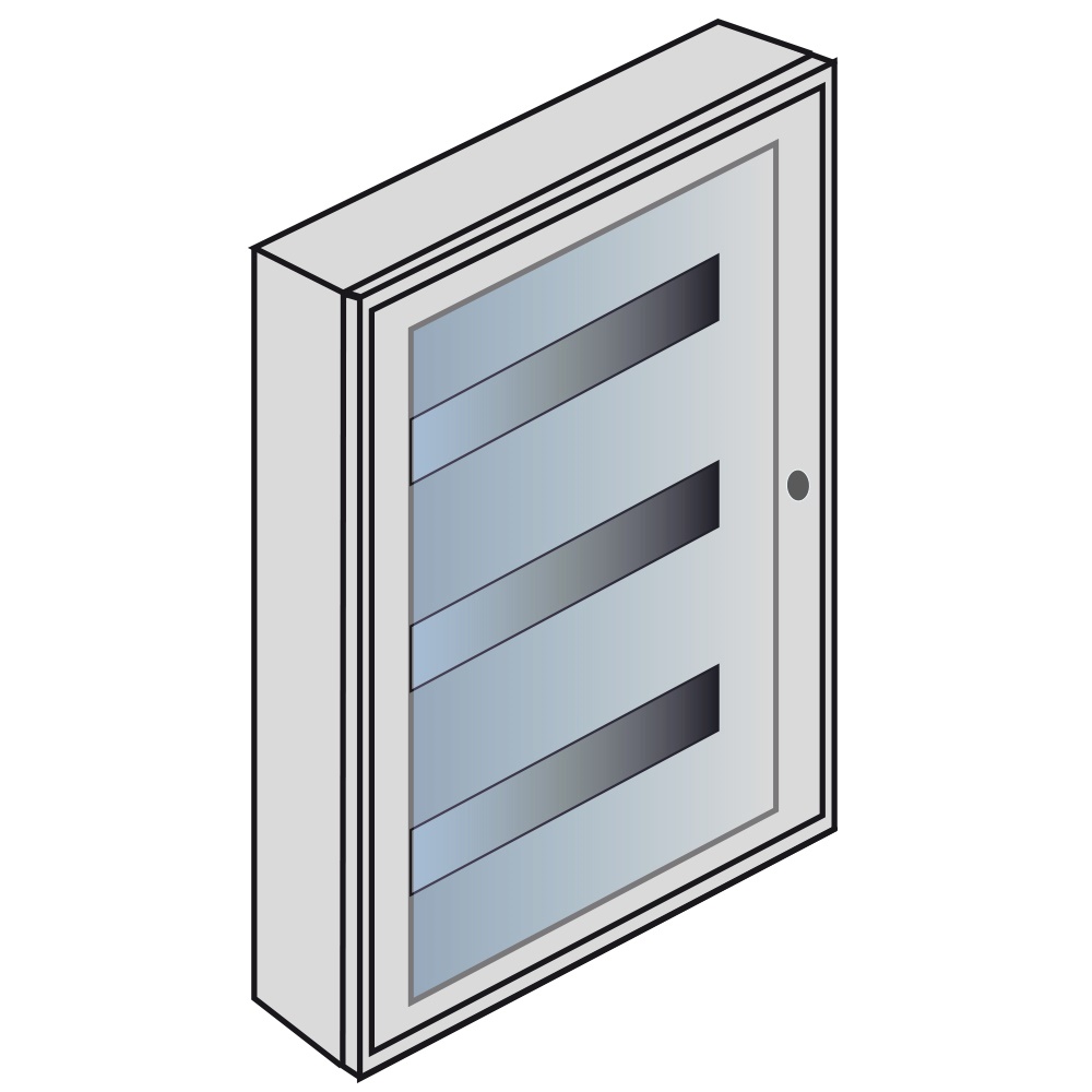 Quadro da parete lamiera 36 moduli DIN portello cristallo grigio RAL 7035 per impianti elettrici industriali e civili