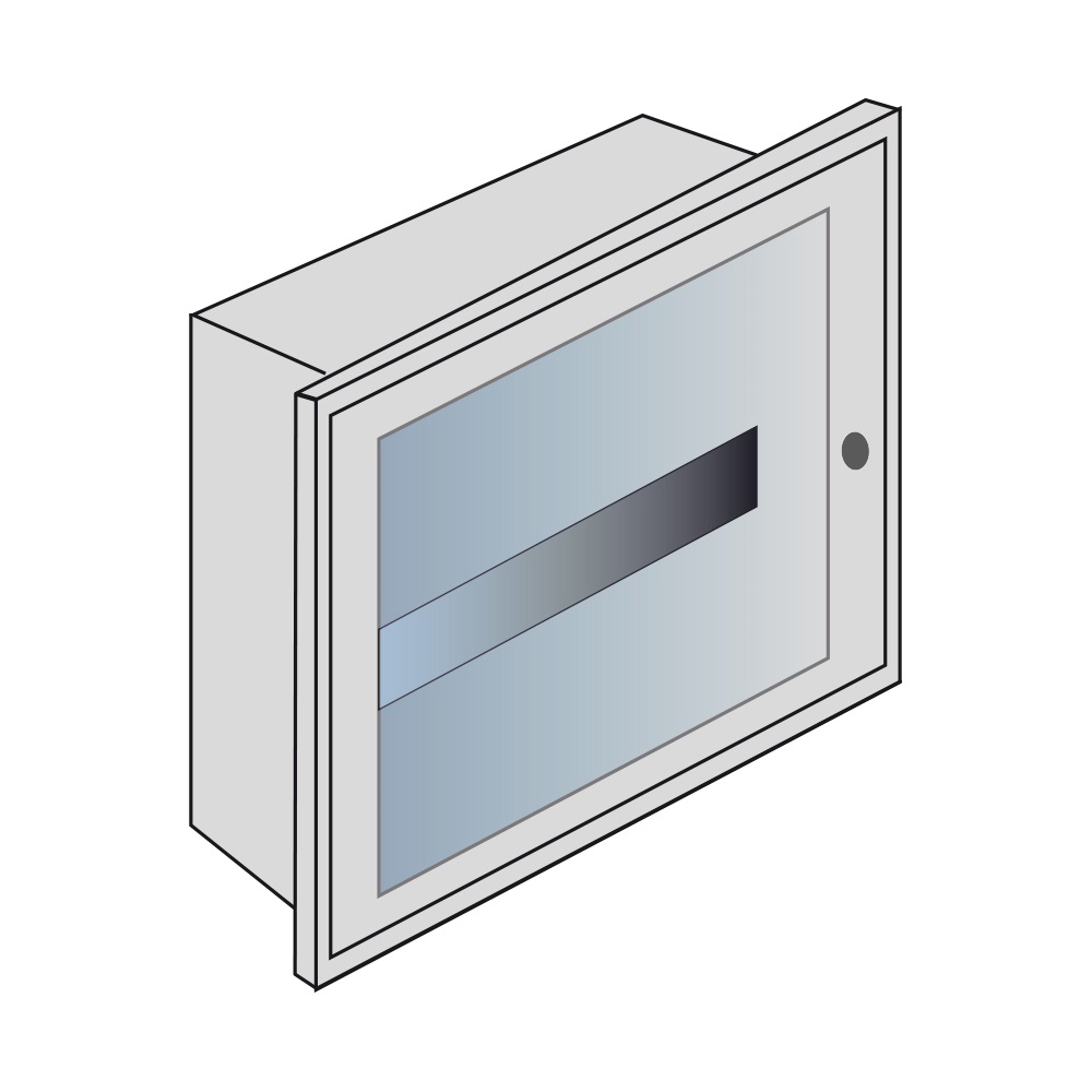 Quadro da incasso lamiera 12 moduli DIN portello cristallo grigio RAL 7035 per installazioni elettriche