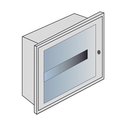 Quadro da incasso lamiera 12 moduli DIN portello cristallo grigio RAL 7035 per installazioni elettriche