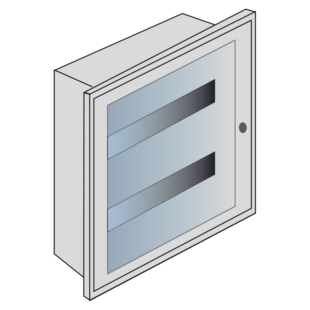 Quadro da incasso lamiera 24 moduli DIN portello cristallo installazione elettrica interna