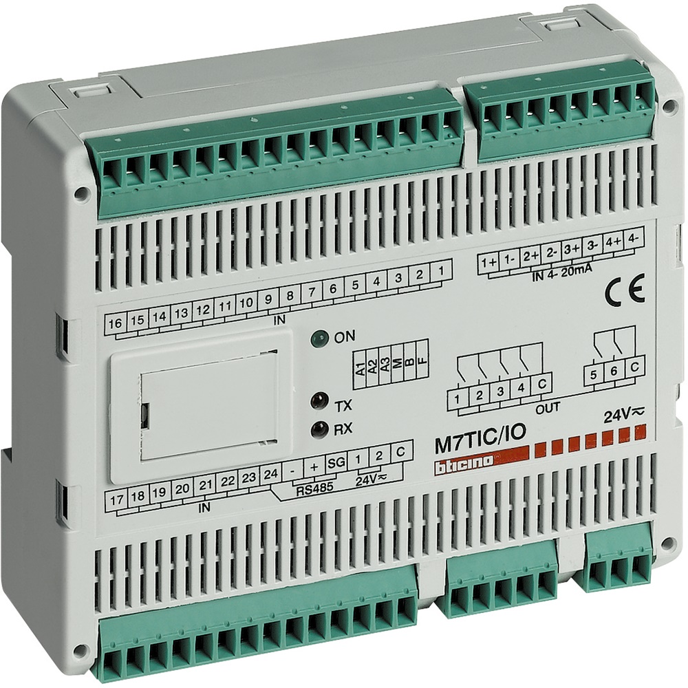 Modulo I/O 24 ingressi digitali 4 ingressi analogici 6 uscite relè controllo segnali industriale