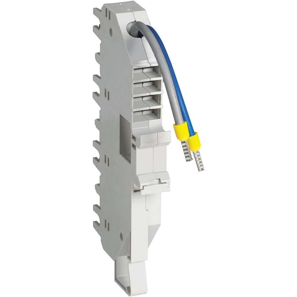 Base modulare 1P+N 32A BTDIN per collegamento cavo dall’alto, installazione su guida DIN, uso impianti elettrici