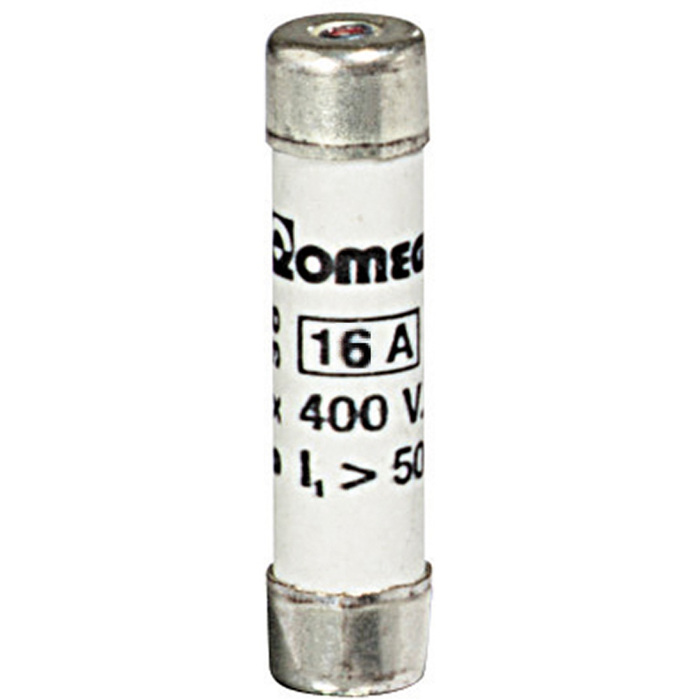 Fusibile cartuccia Fusicolor T1 9x36mm 16A con segnalatore fusione per protezione circuiti elettrici