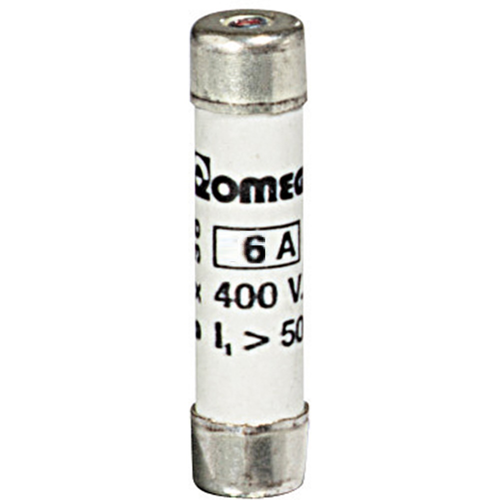 Fusibile cartuccia Fusicolor T1 9x36mm 6A con segnalatore fusione per protezione circuiti elettrici