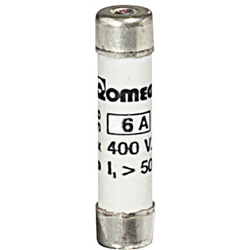Fusibile cartuccia Fusicolor T1 9x36mm 6A con segnalatore fusione per protezione circuiti elettrici
